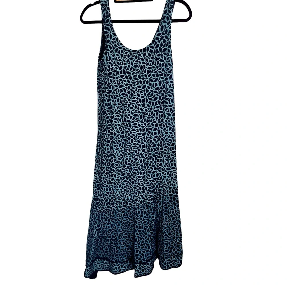 Fresh Produce Black & Gray/blue Sleeveless Dress Asymmetrical Hem Size small